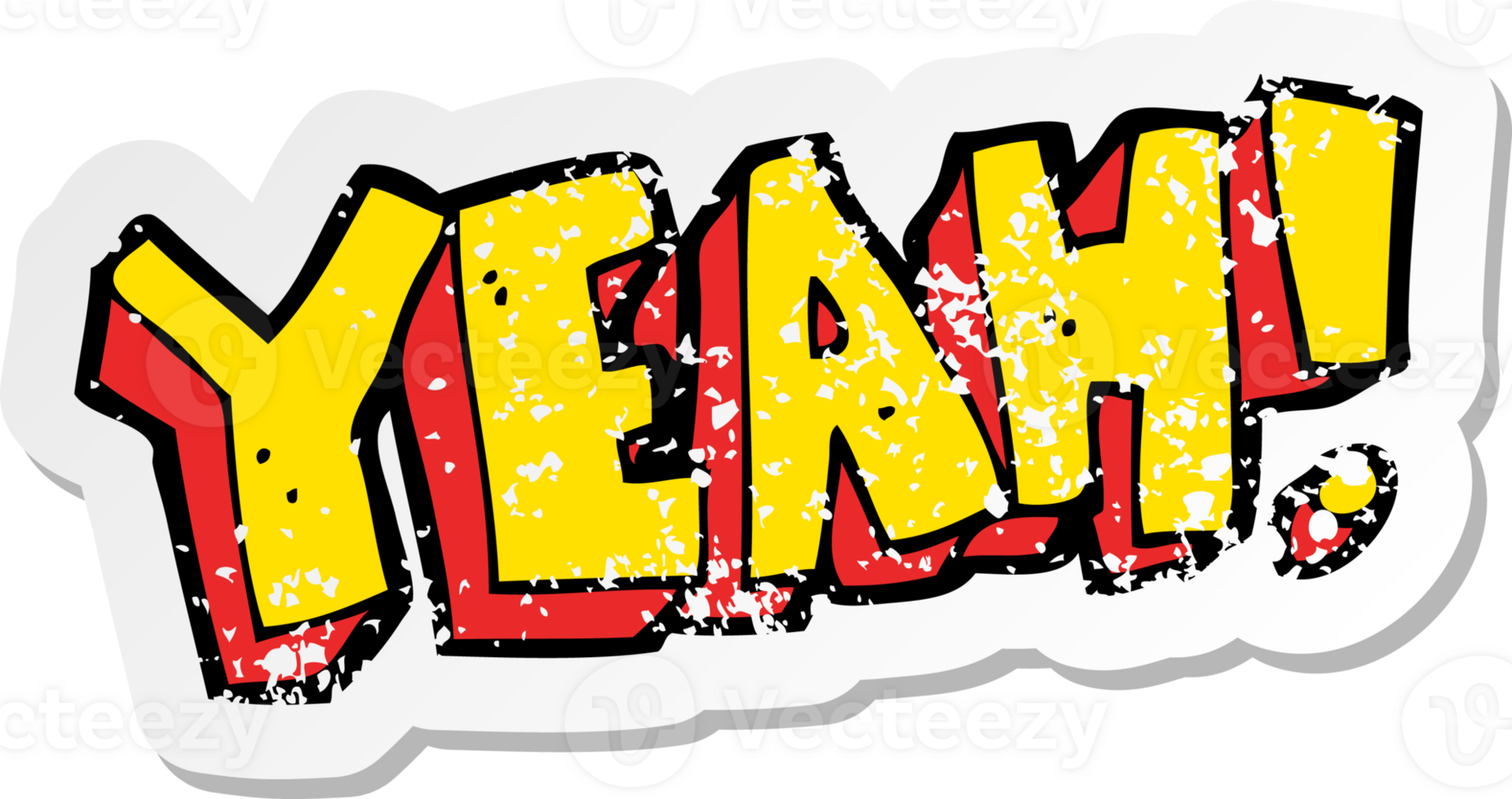 retro distressed sticker of a cartoon yeah shout png
