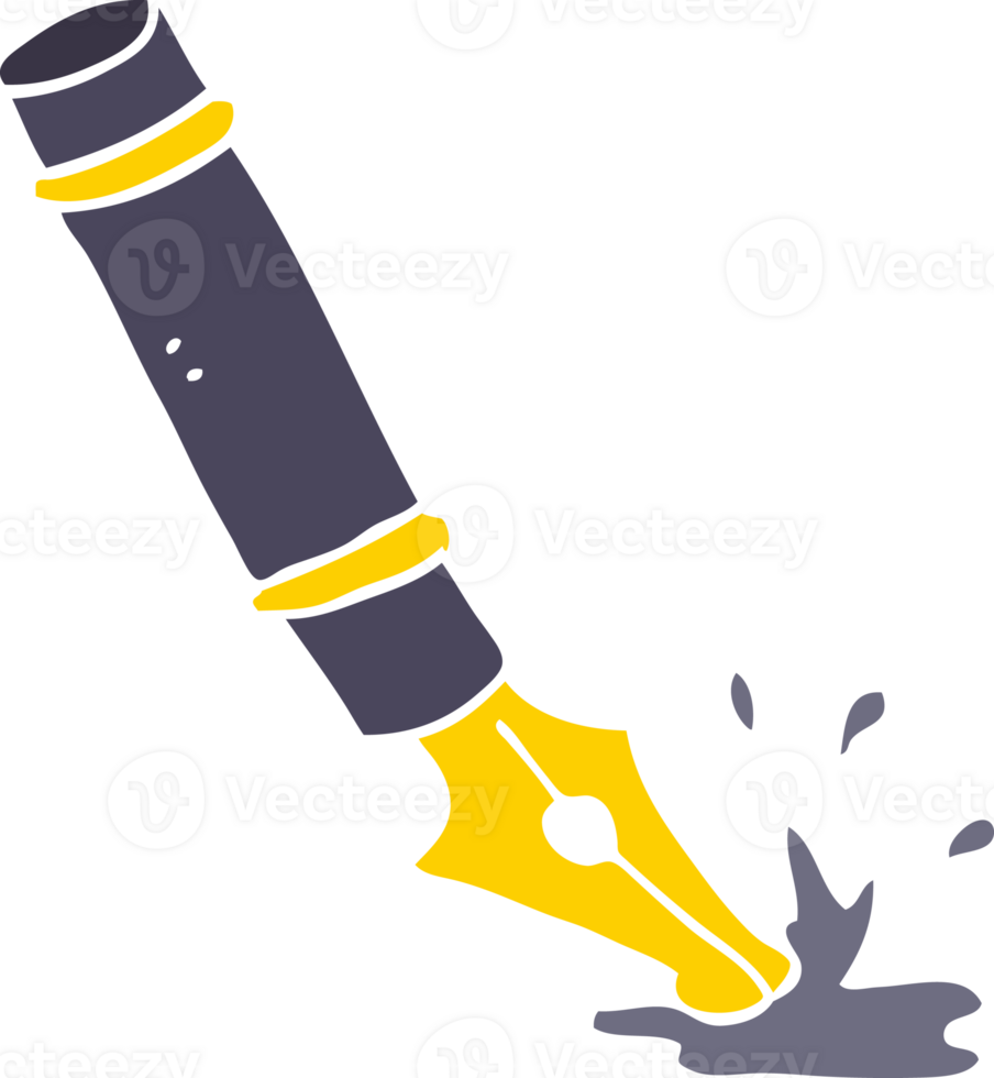 flat color style cartoon fountain pen png