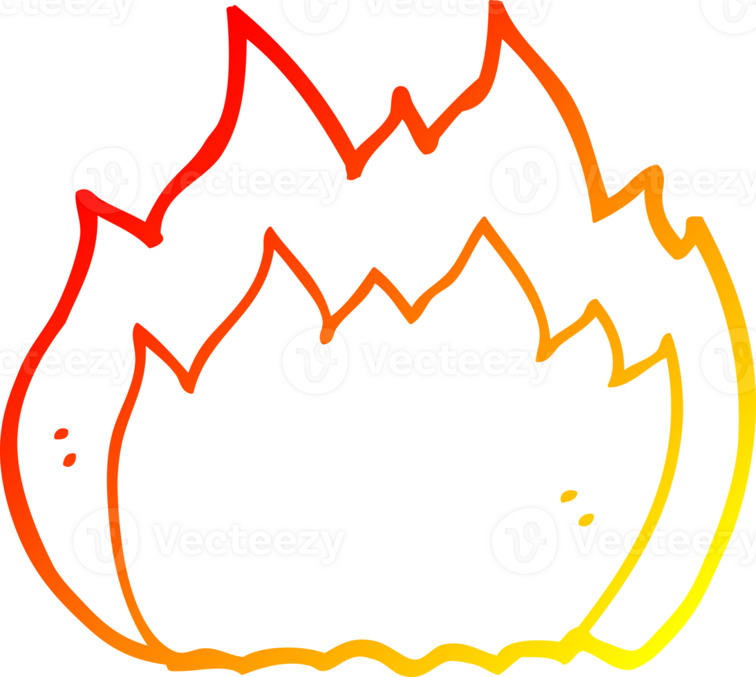 warm gradient line drawing cartoon fire png