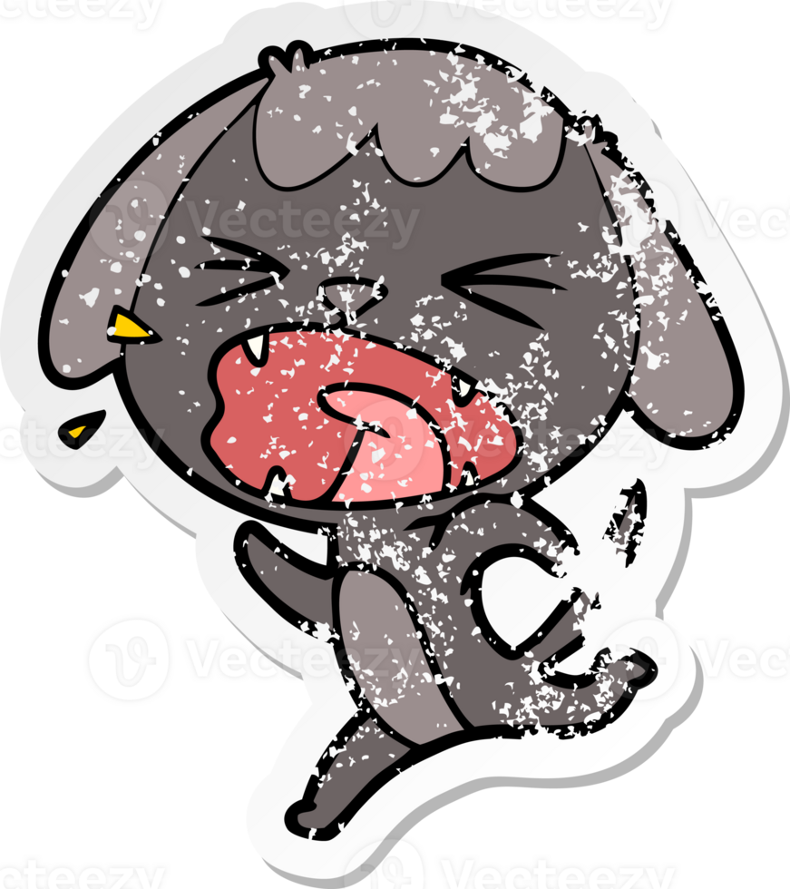 distressed sticker of a cute cartoon dog barking png
