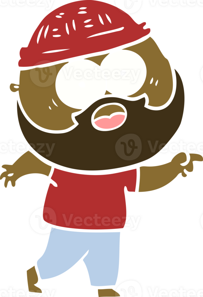 flat color style cartoon bearded man png