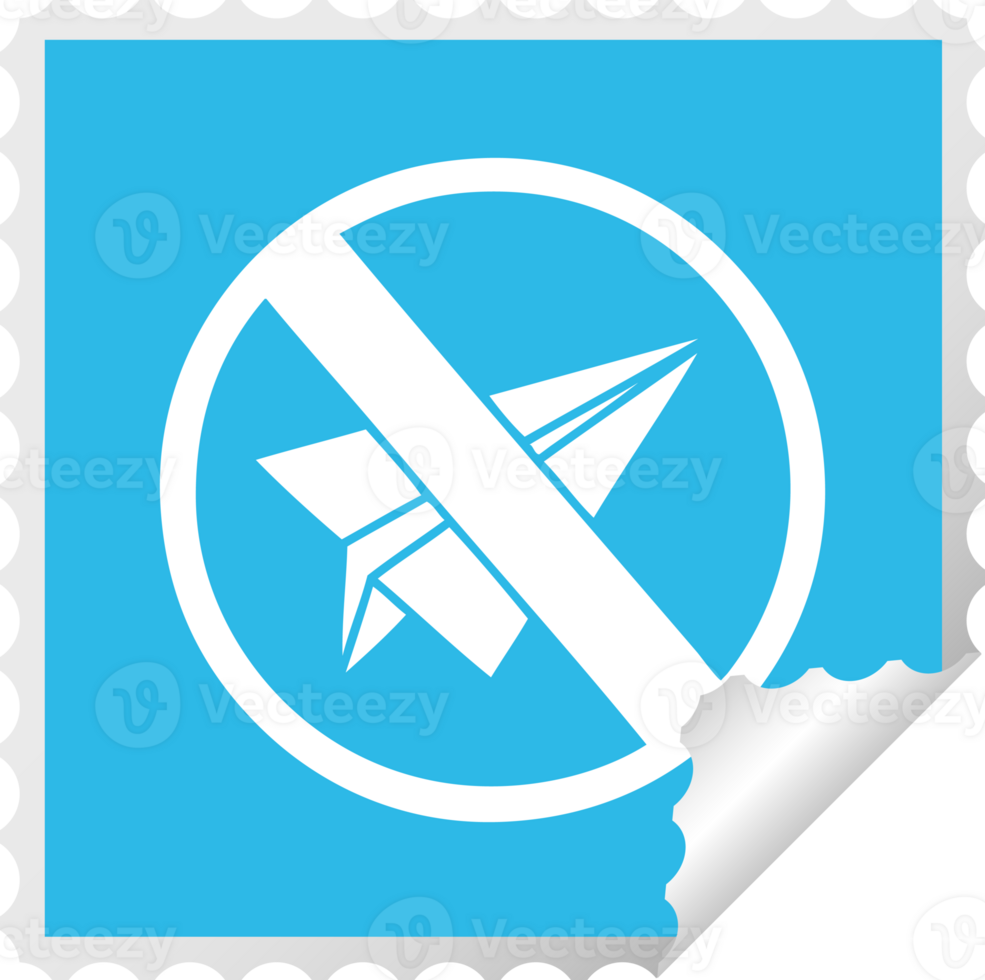square peeling sticker cartoon no paper aeroplanes allowed png