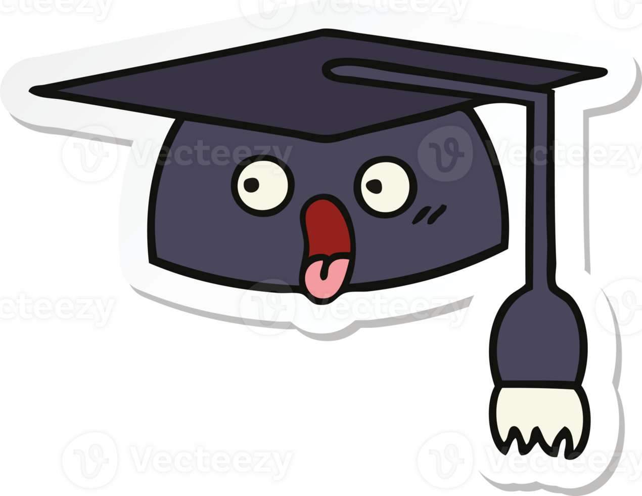 sticker of a cute cartoon graduation hat png