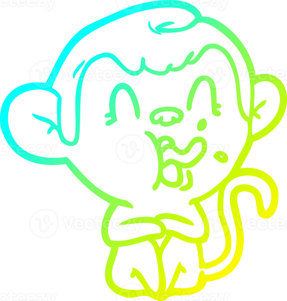 cold gradient line drawing crazy cartoon monkey png