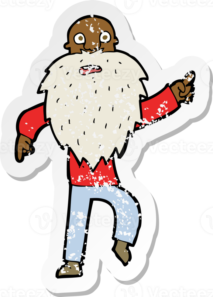 retro distressed sticker of a cartoon stressed old man png