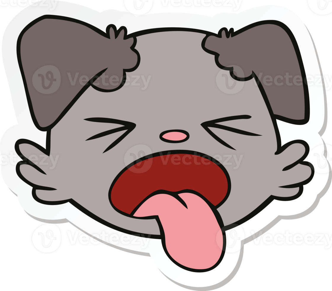 sticker of a cartoon dog face png