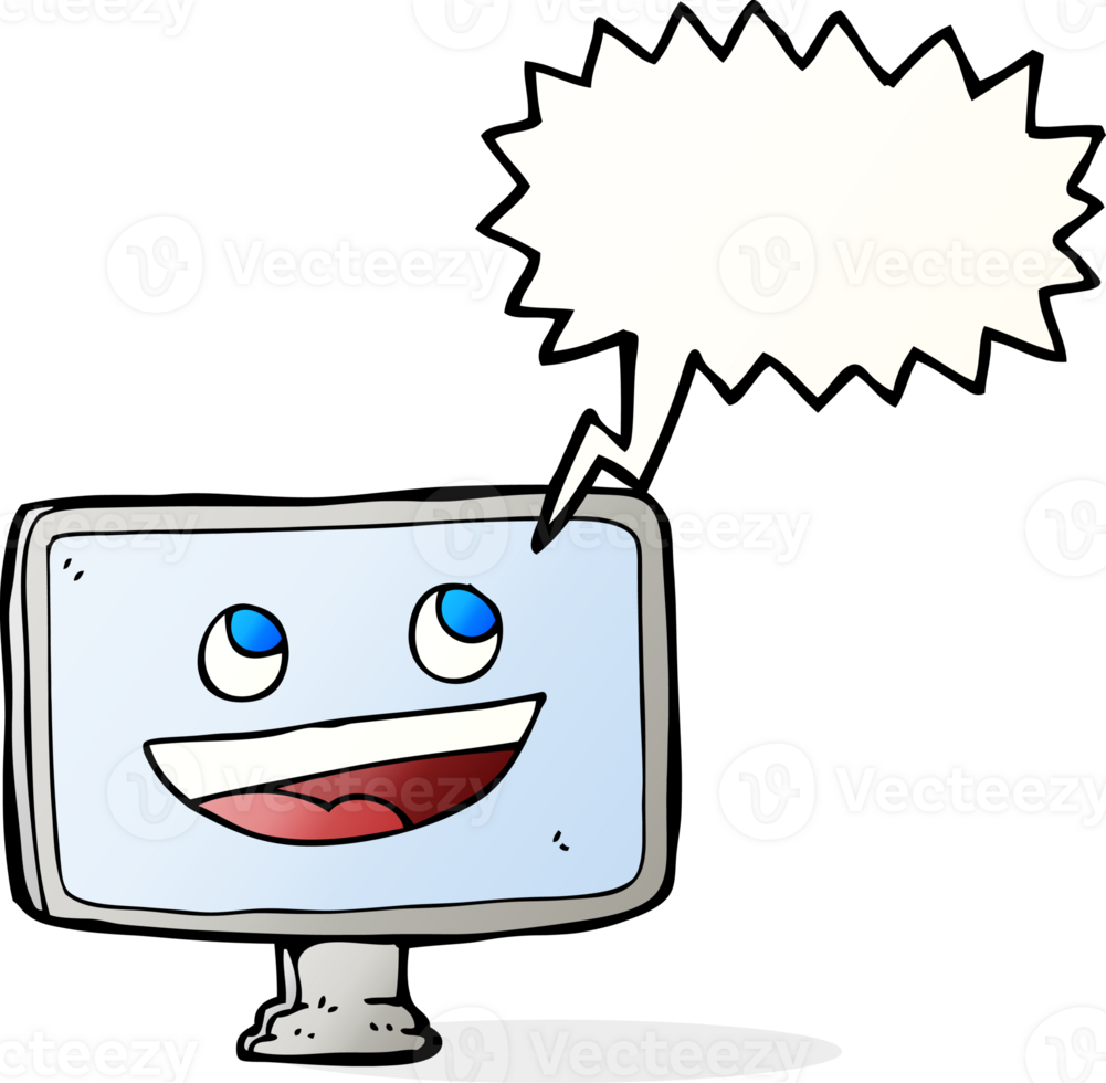 cartoon computer screen with speech bubble png