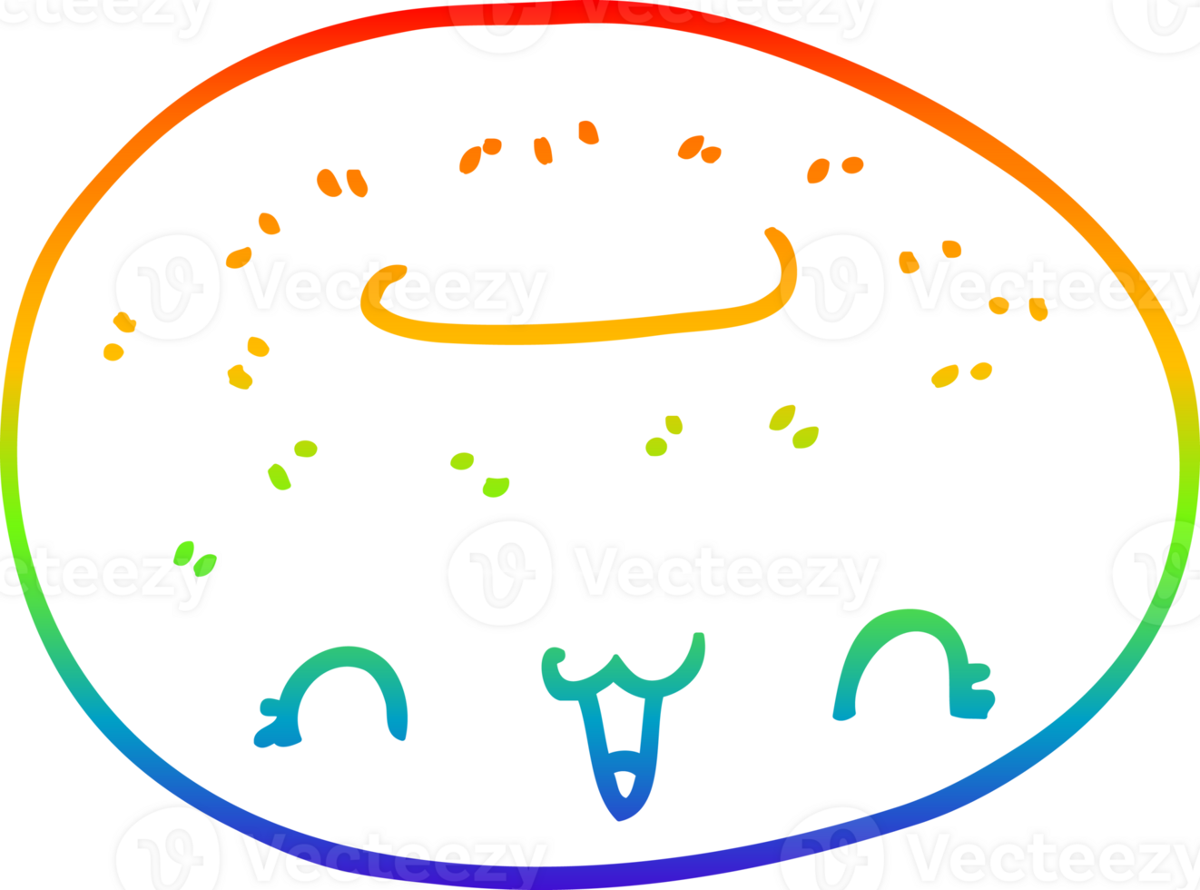 rainbow gradient line drawing cute cartoon donut png