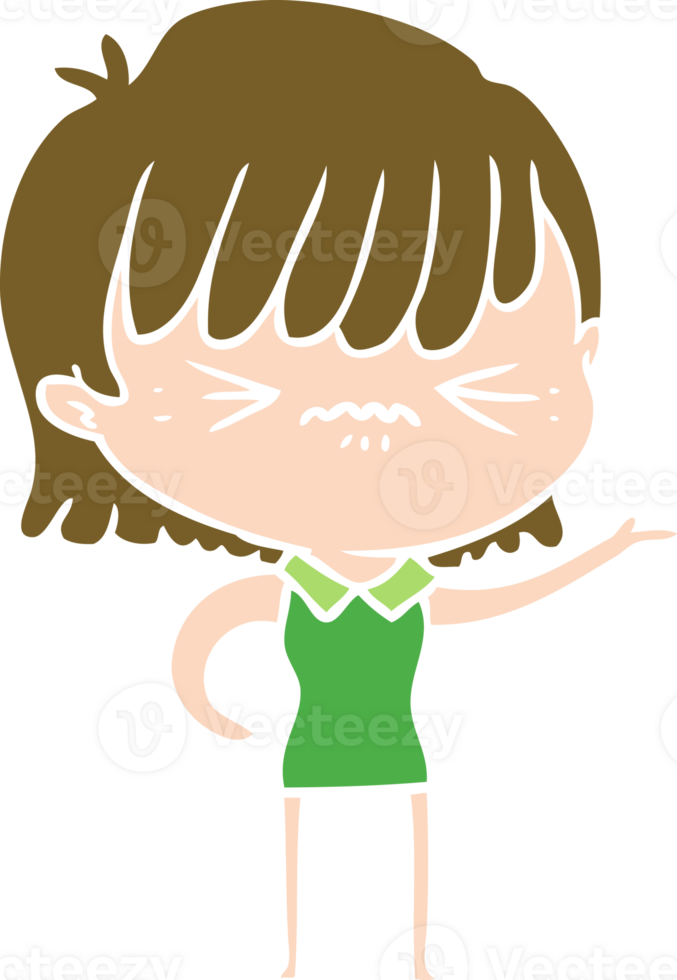 annoyed flat color style cartoon girl png
