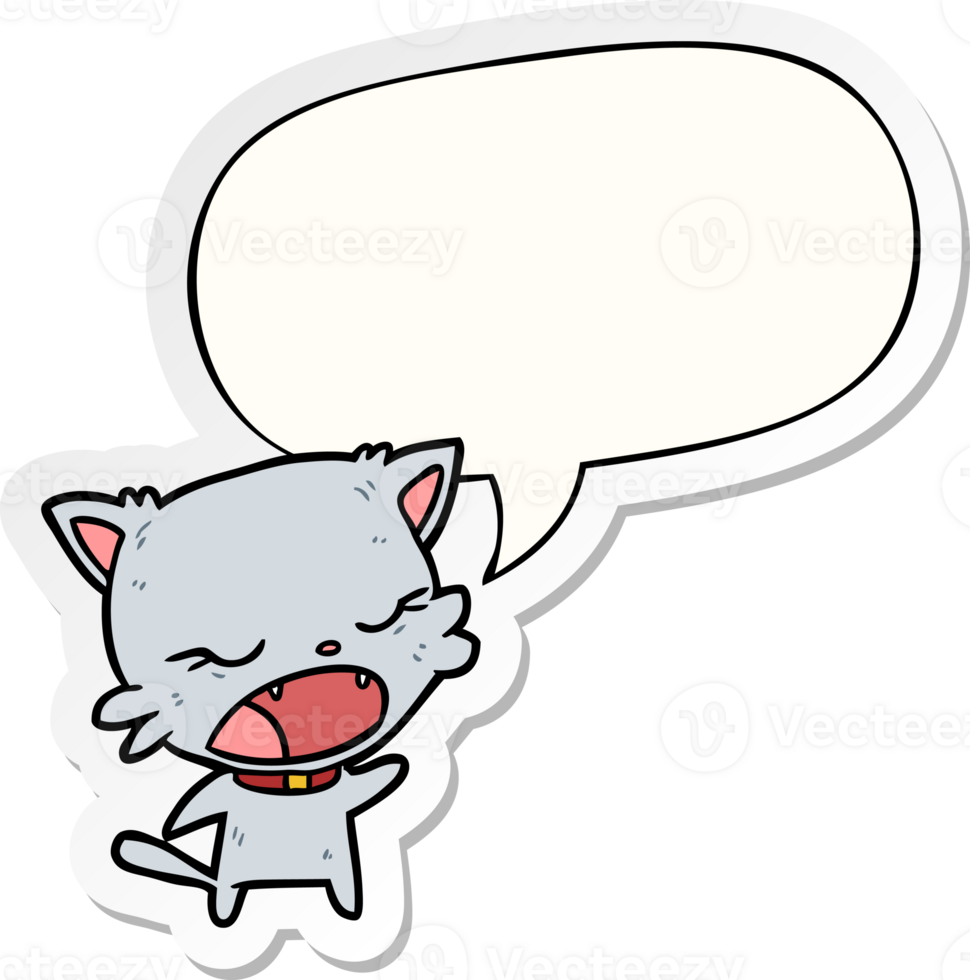 cute cartoon cat talking and speech bubble sticker png