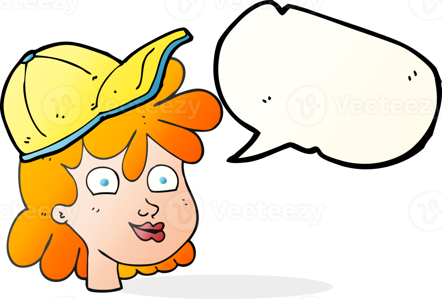 speech bubble cartoon female face wearing cap png