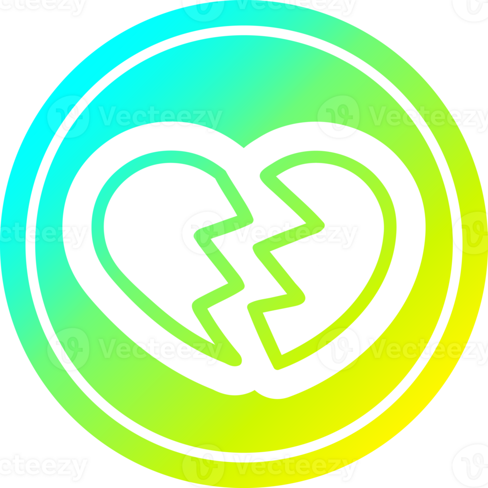 broken heart in cold gradient spectrum png