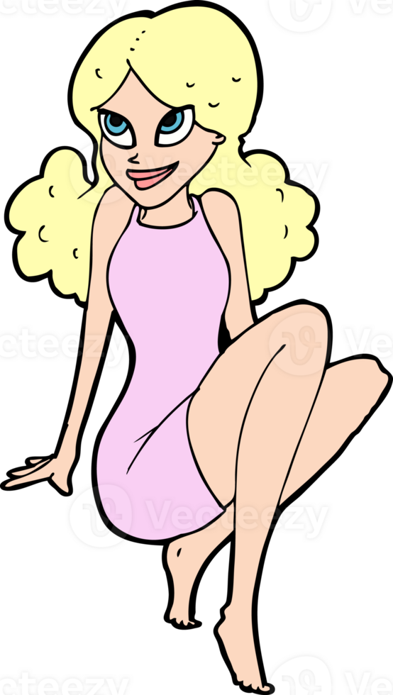 cartoon attractive woman posing png