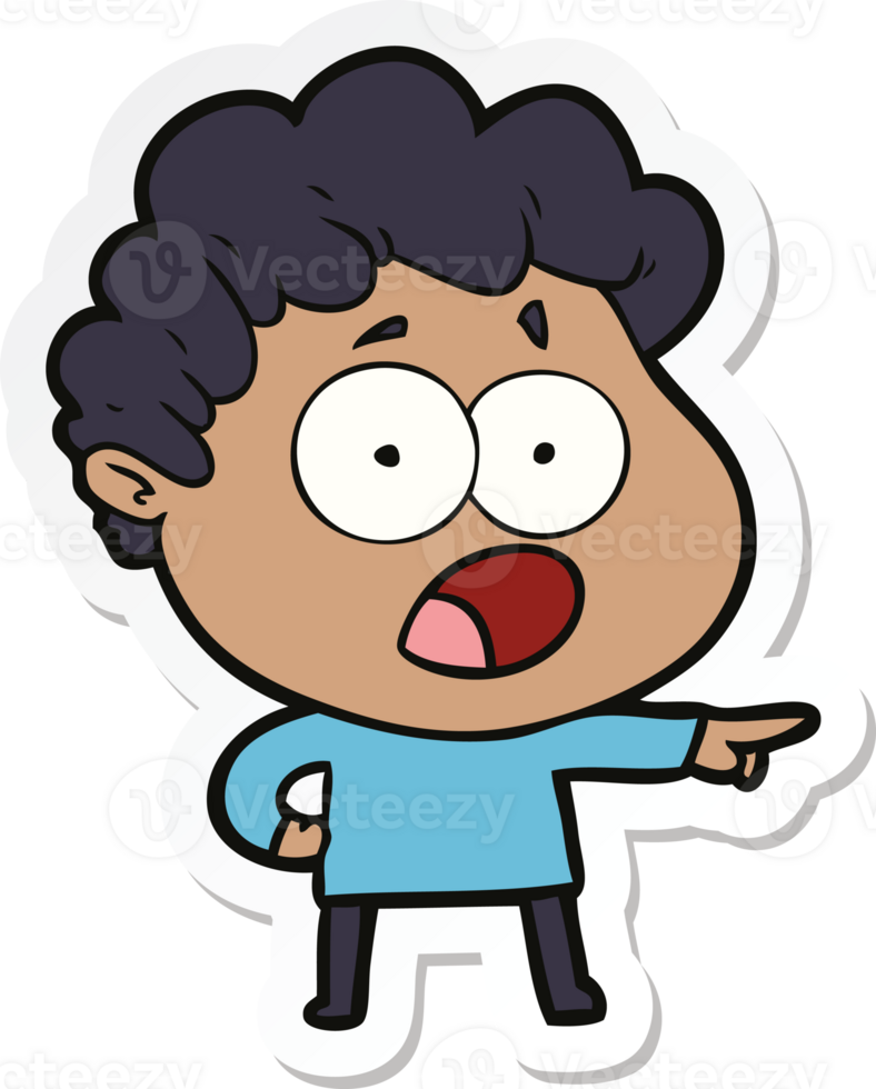 sticker of a cartoon man gasping in surprise png