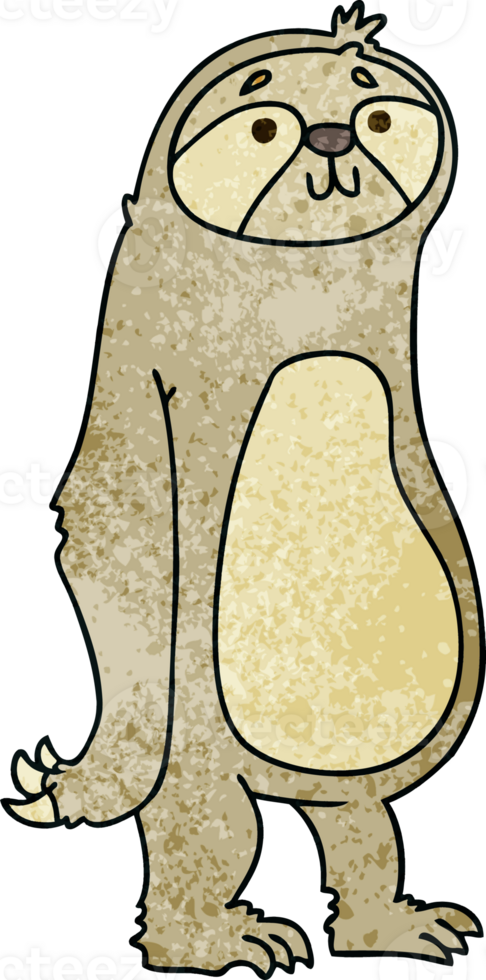 quirky hand drawn cartoon sloth png
