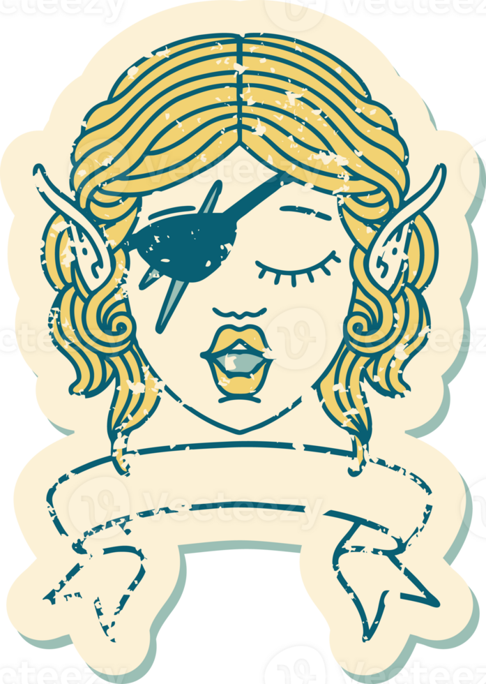elf rogue character face with banner illustration png