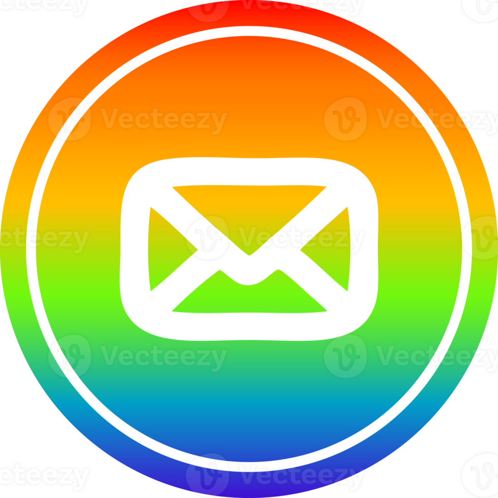 envelope letter circular in rainbow spectrum png