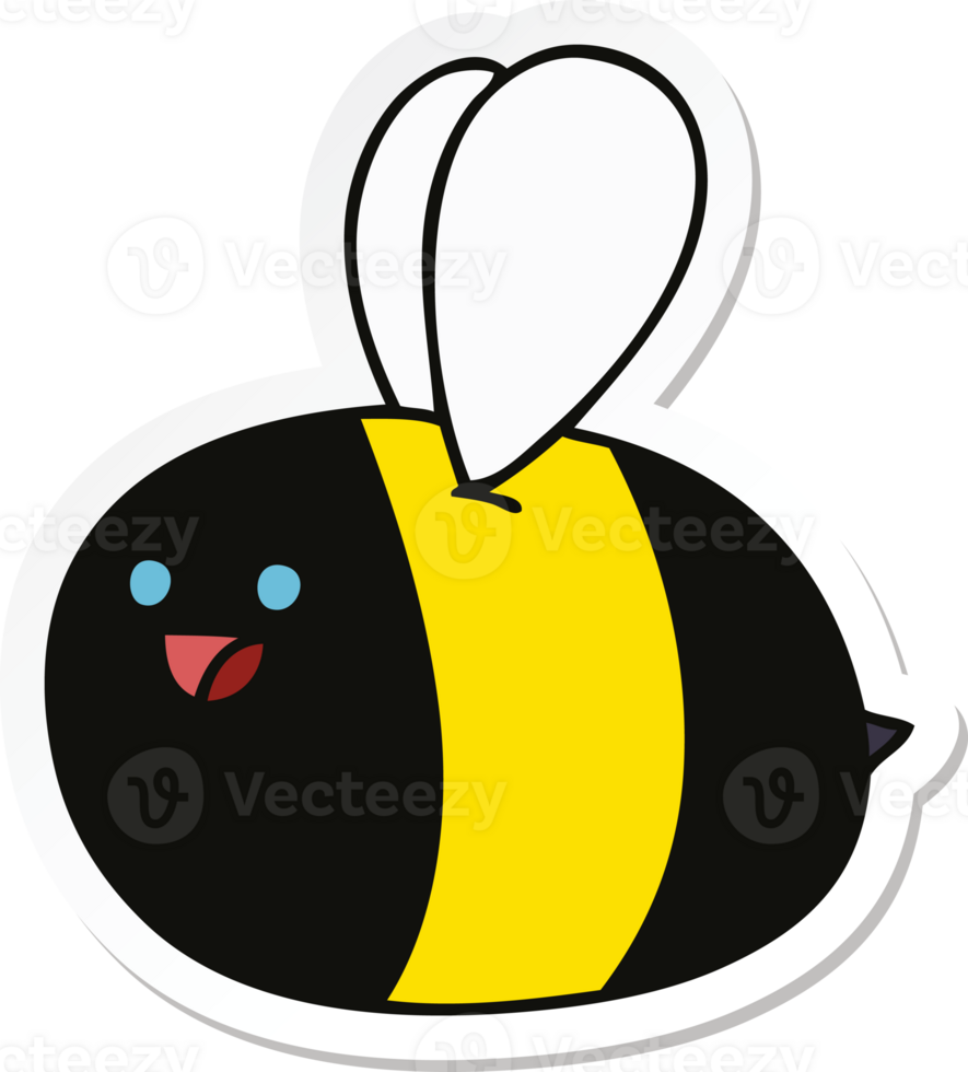 sticker of a quirky hand drawn cartoon bumblebee png