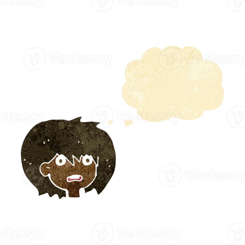cartoon shocked expression  with thought bubble png