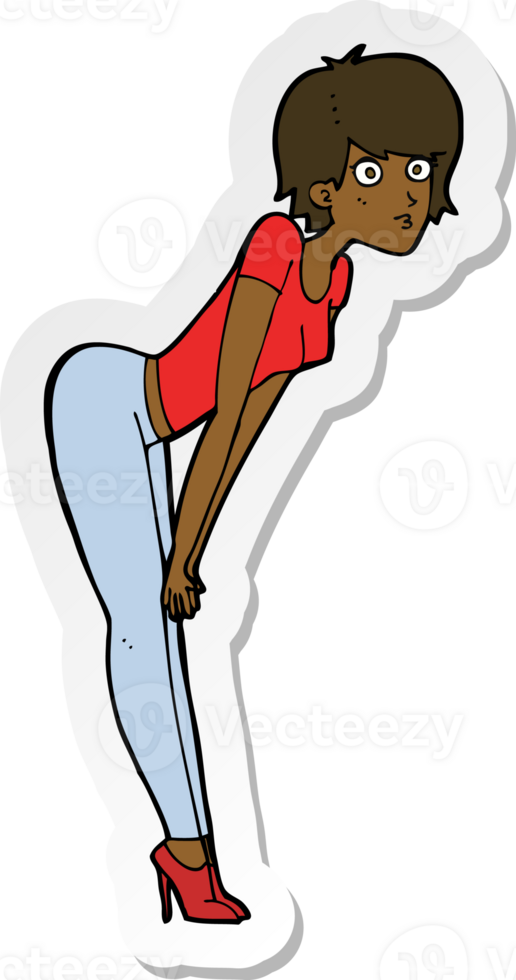 sticker of a cartoon woman looking at something png