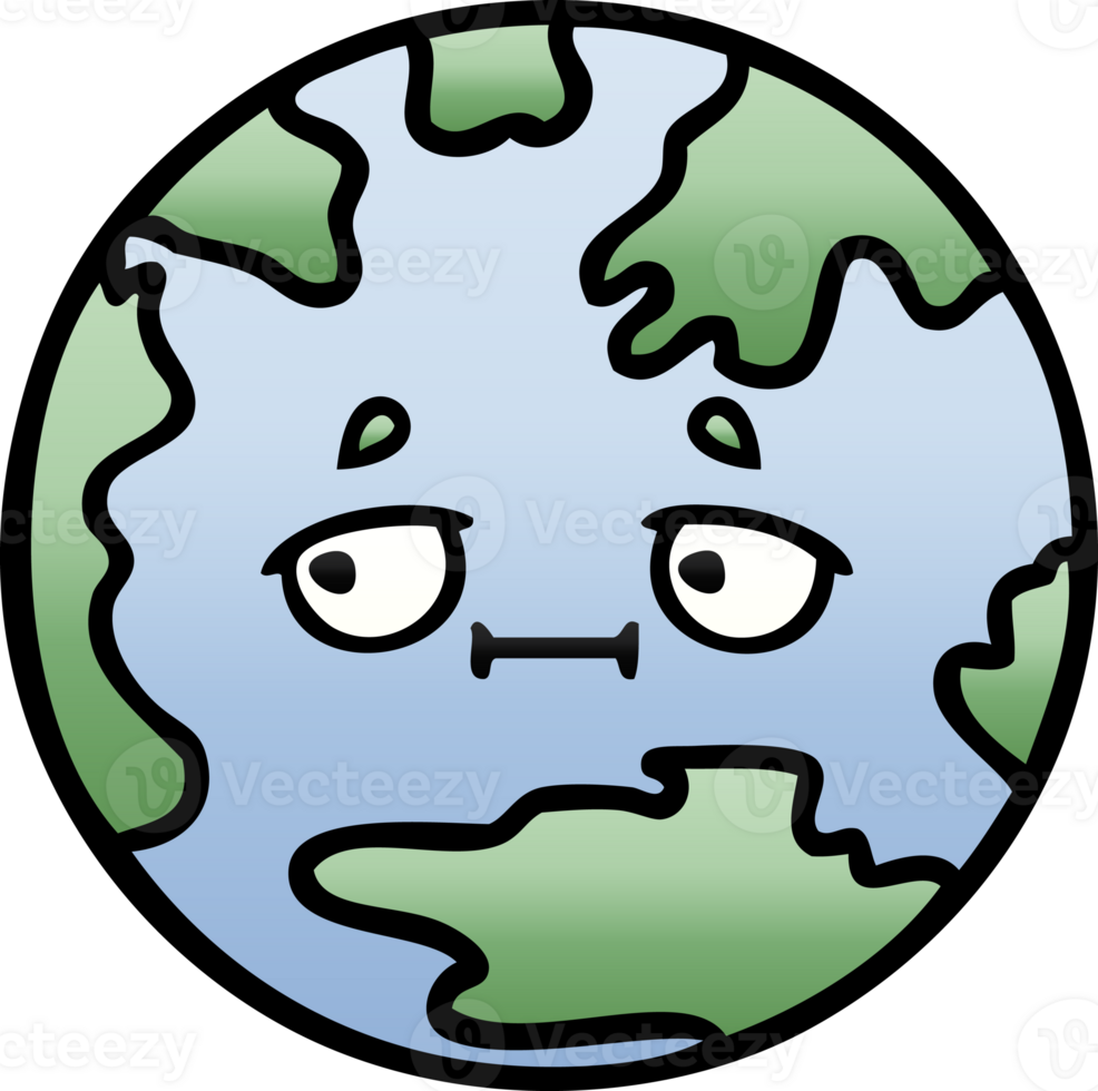 gradient shaded cartoon planet earth png