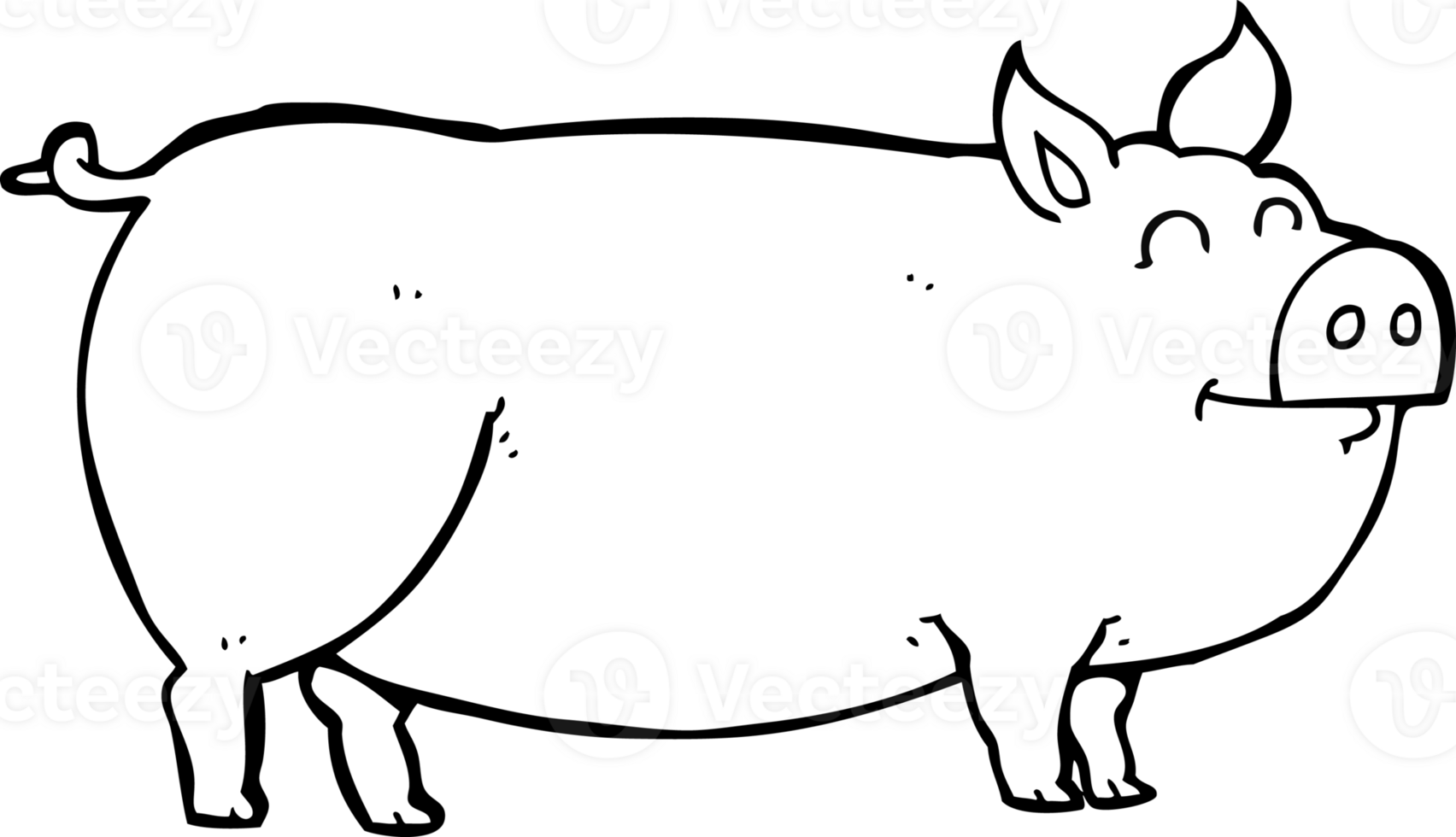 black and white cartoon muddy pig png