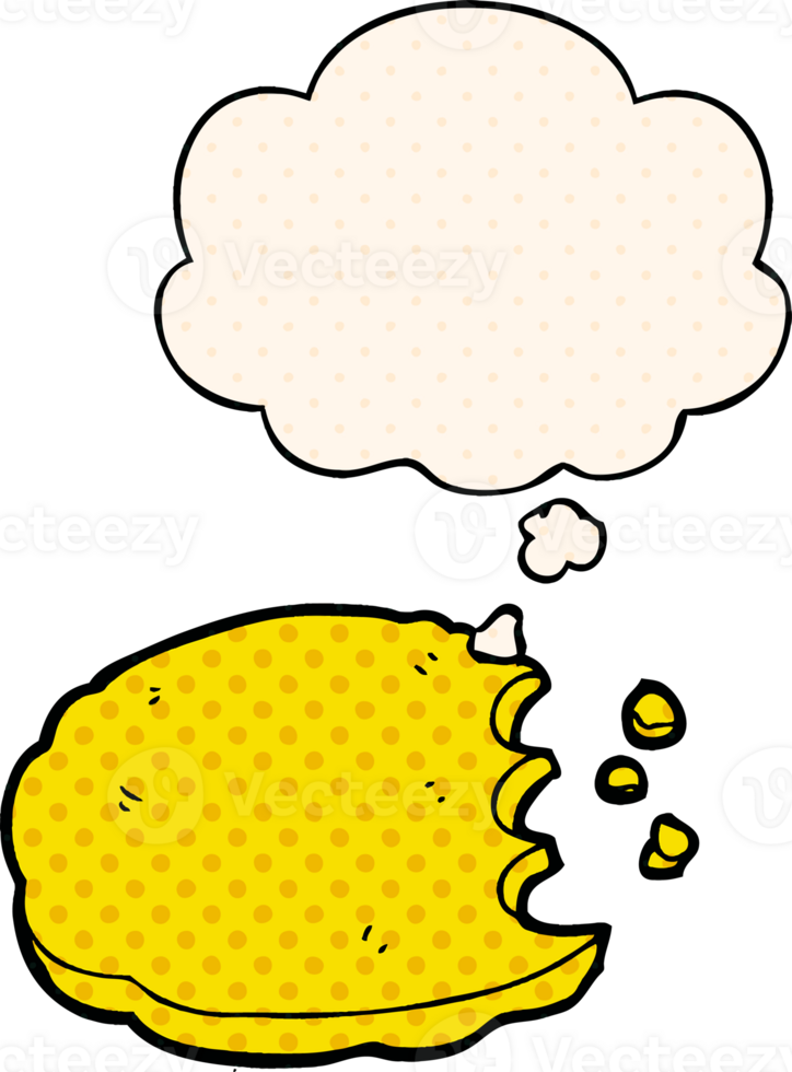 cartoon cookie and thought bubble in comic book style png