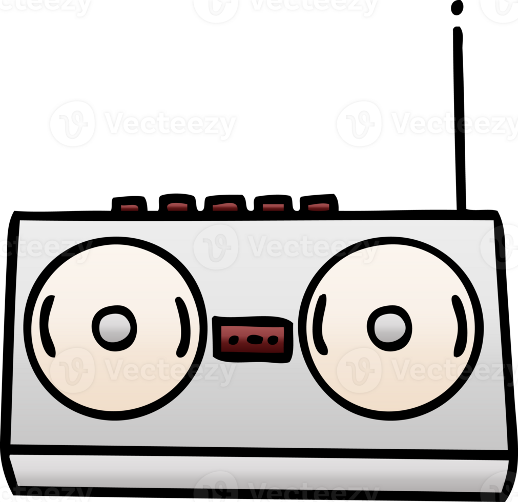 gradient shaded cartoon retro radio png