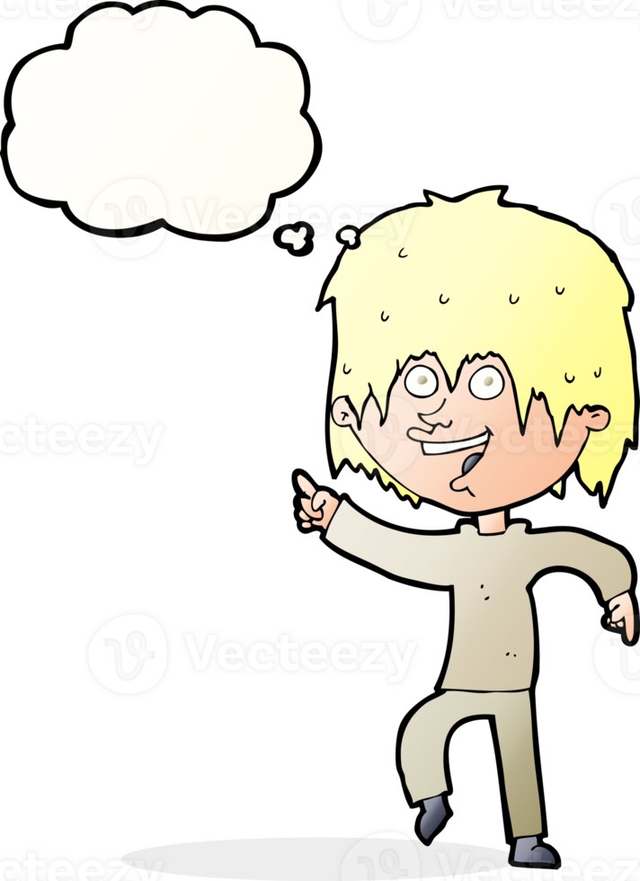 cartoon happy boy with thought bubble png