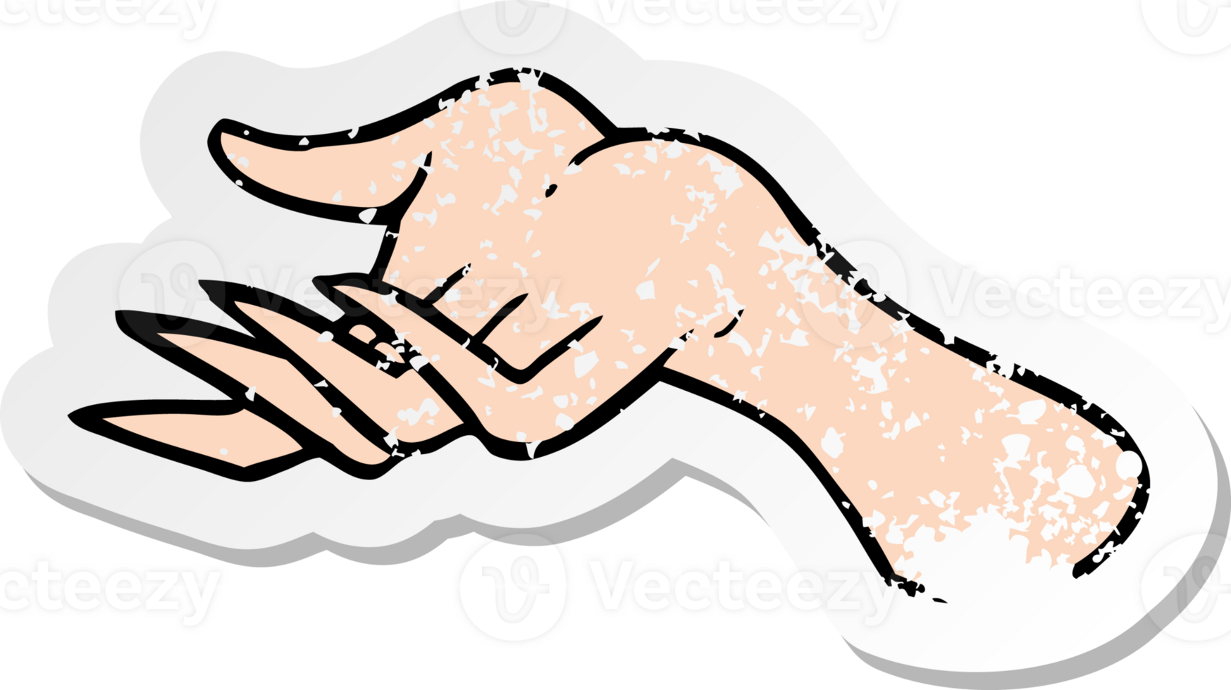 retro distressed sticker of a cartoon hand png