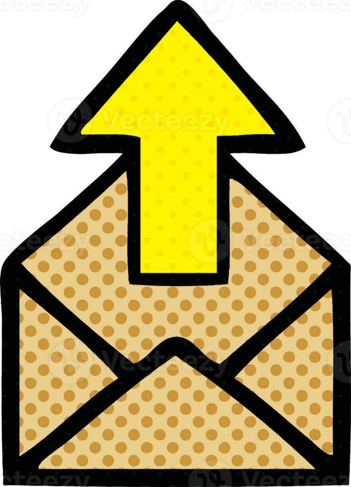 comic book style cartoon envelope with arrow png
