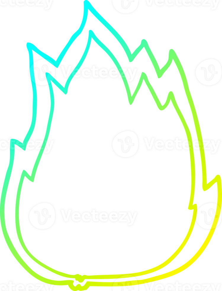 cold gradient line drawing cartoon fire png