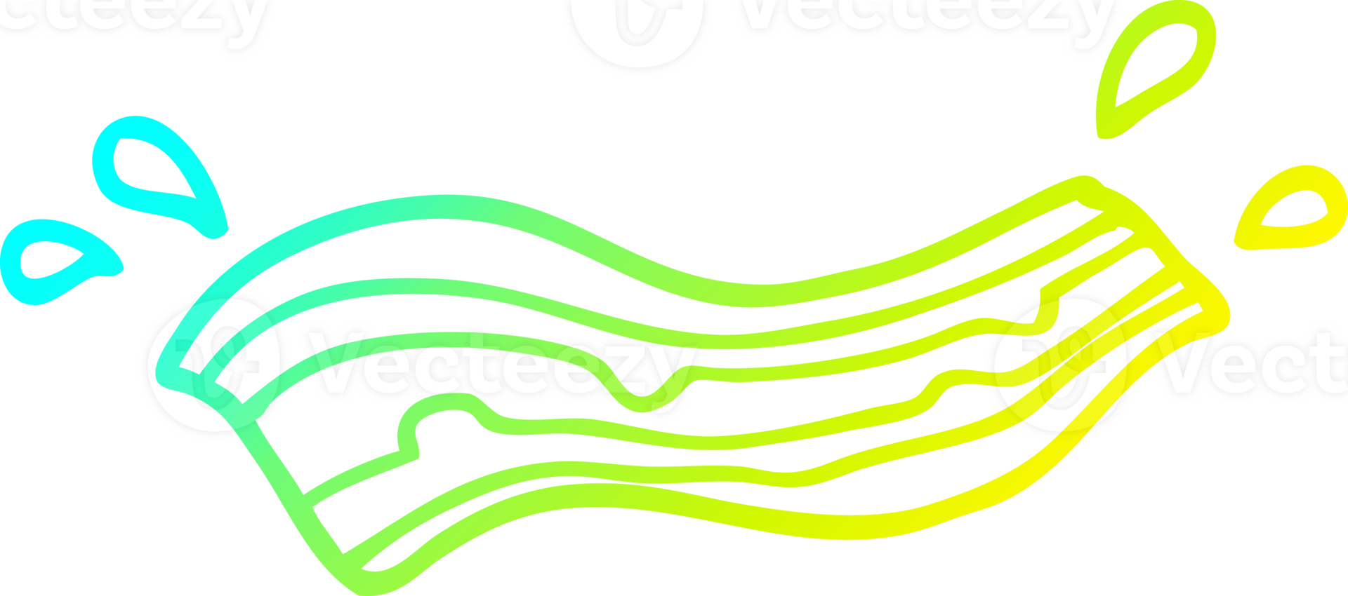 cold gradient line drawing cartoon sizzling bacon png