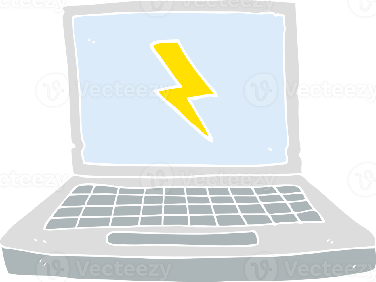 flat color illustration of a cartoon laptop computer png