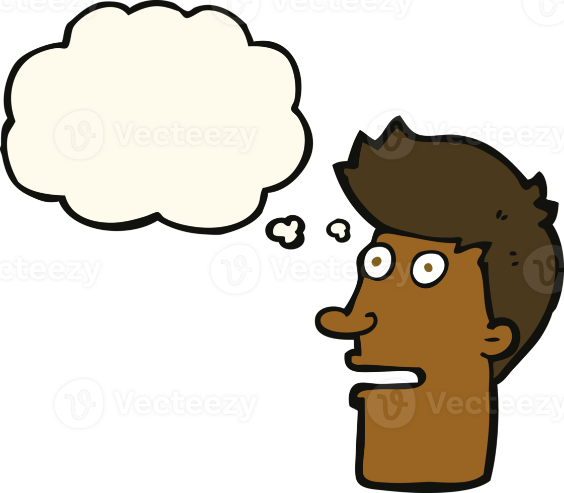 cartoon shocked male face with thought bubble png