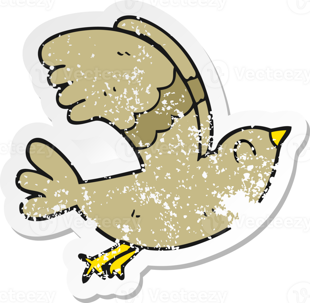 retro distressed sticker of a cartoon bird png