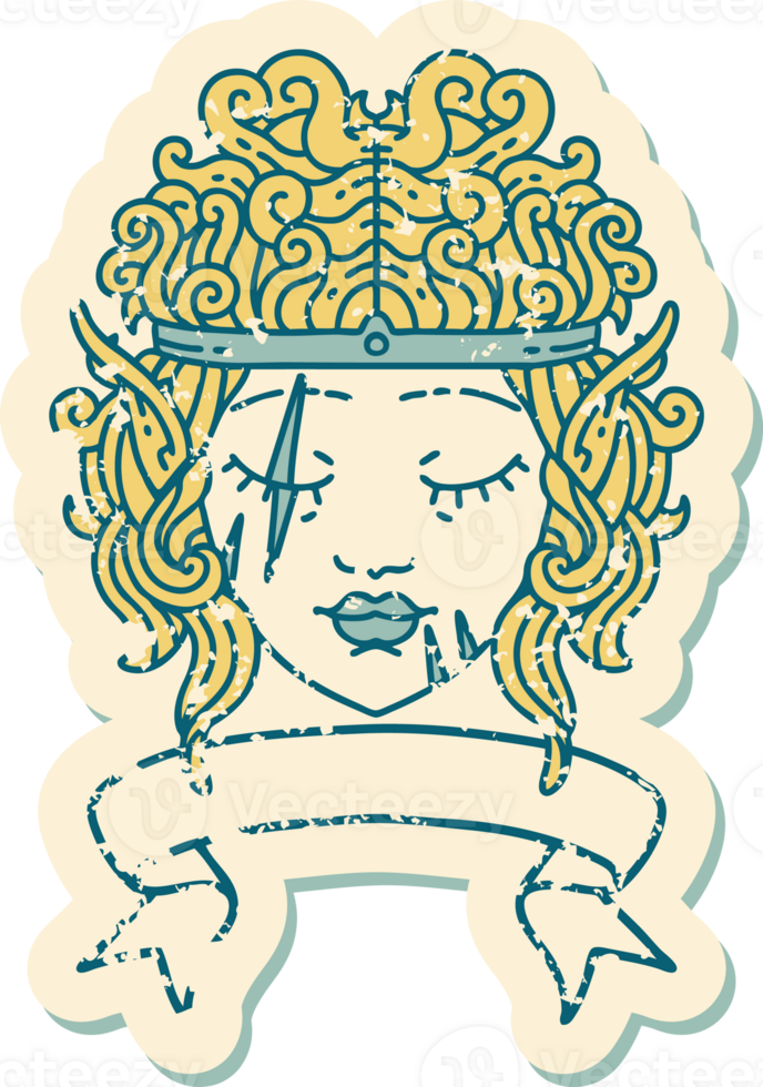 elf barbarian character face with banner illustration png