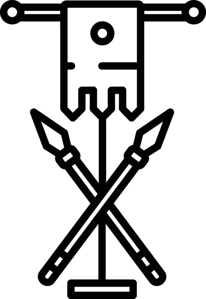 Spear and flag outline illustration vector