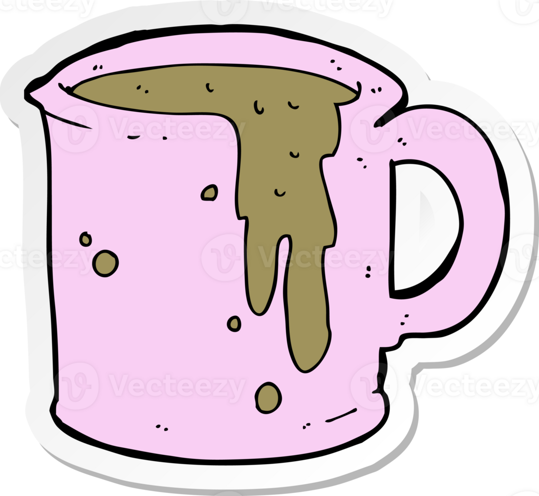 sticker of a cartoon coffee mug png