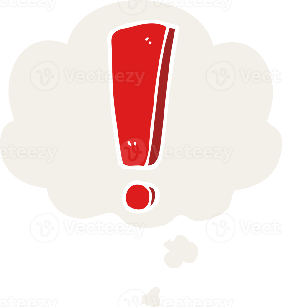 cartoon exclamation mark and thought bubble in retro style png