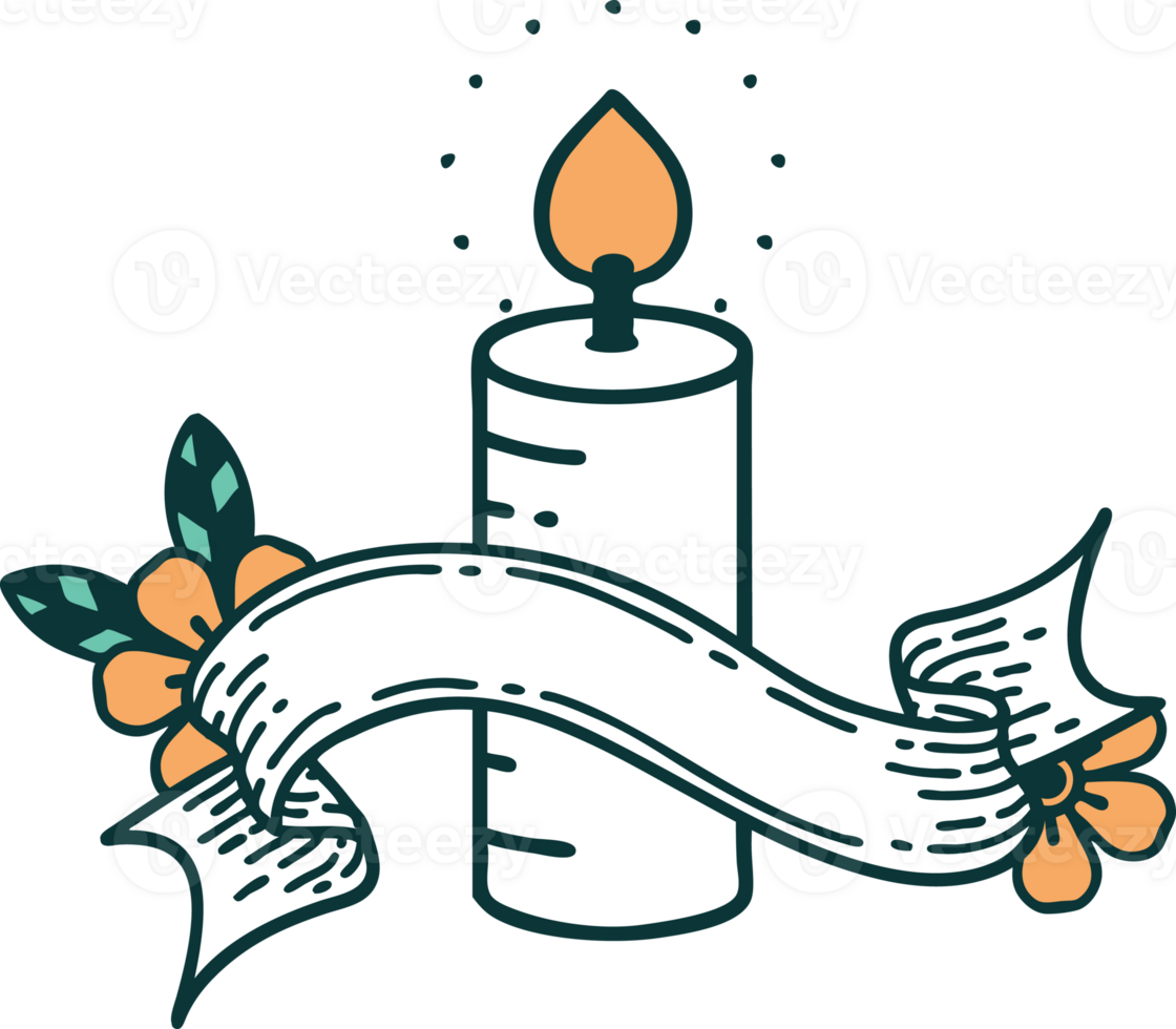 tattoo with banner of a candle png
