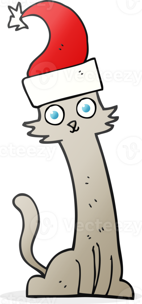 cartoon cat in christmas hat png