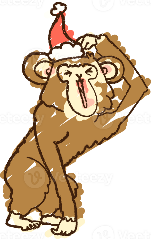 Christmas Monkey Chalk Drawing png