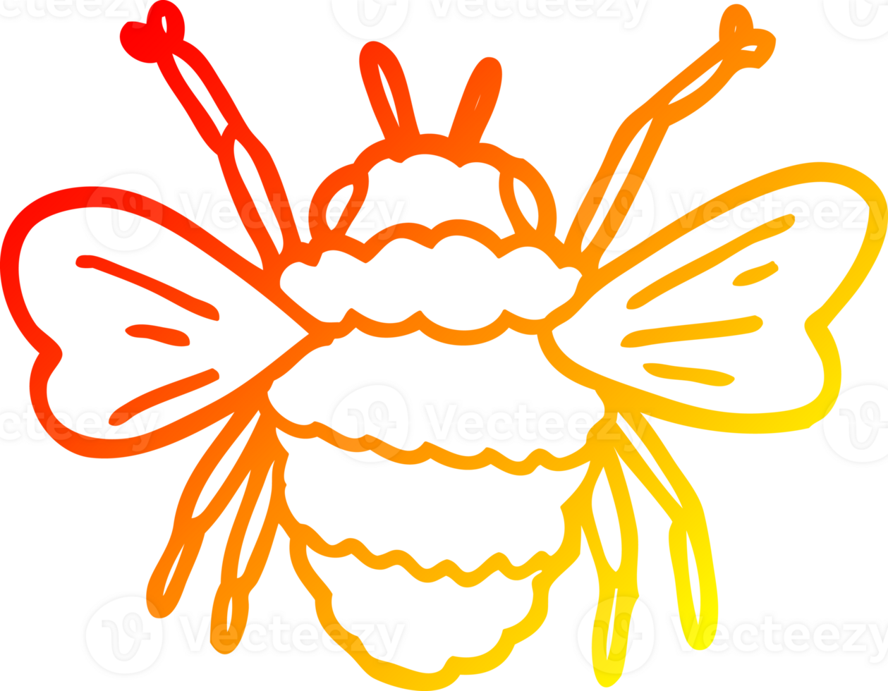 warm gradient line drawing cartoon bee png