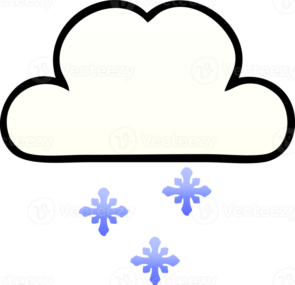 gradient shaded cartoon snow cloud png