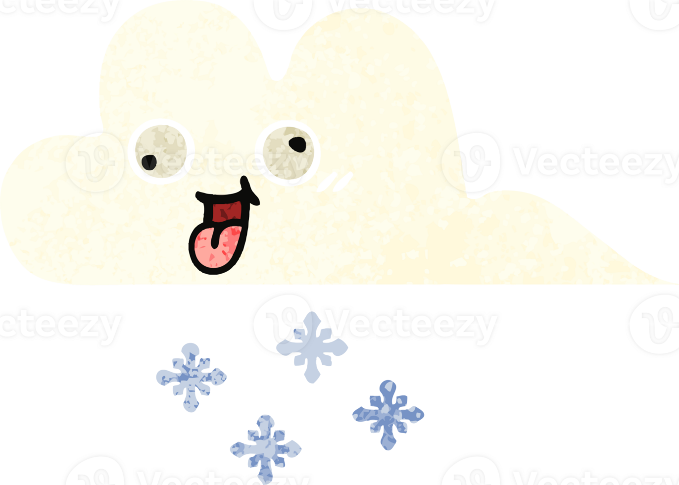 retro illustration style cartoon snow cloud png