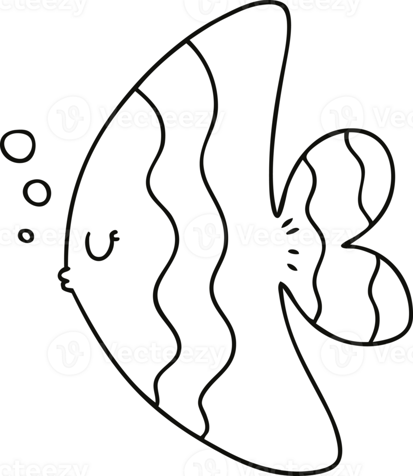 quirky line drawing cartoon fish png