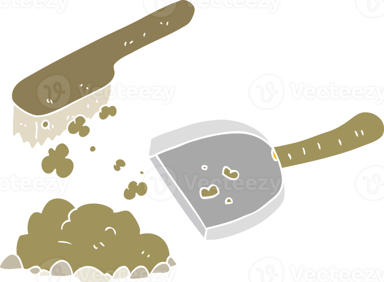 flat color illustration of a cartoon dust pan and brush png