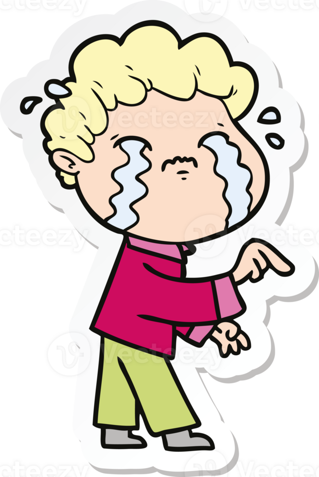 sticker of a cartoon man crying png