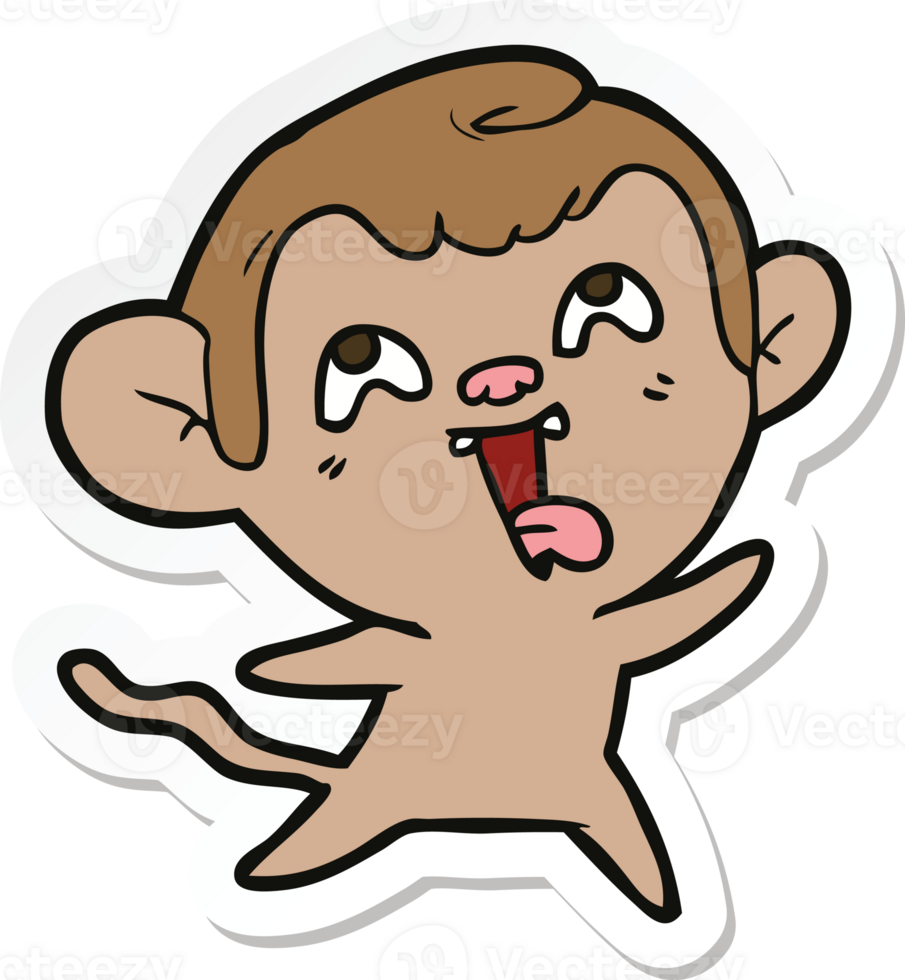 sticker of a crazy cartoon monkey png